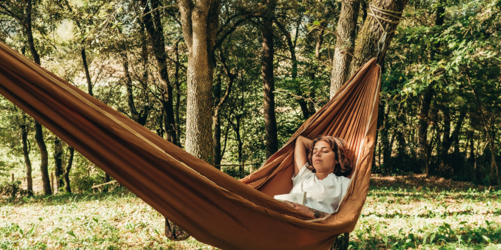 sleeping in a hammock