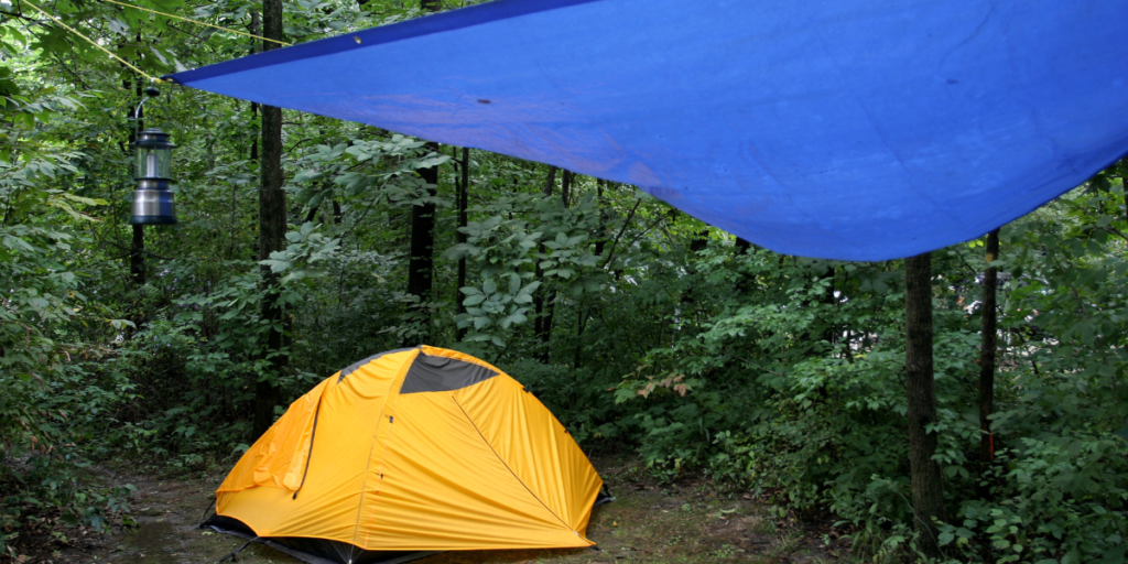 rain tarp covering tent