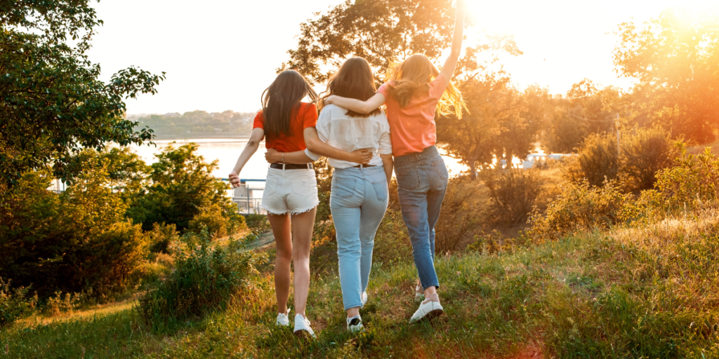 females hiking together