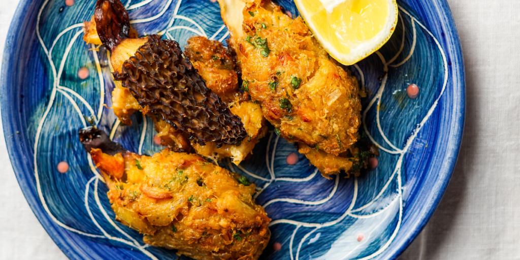 a plate of fried morel mushrooms